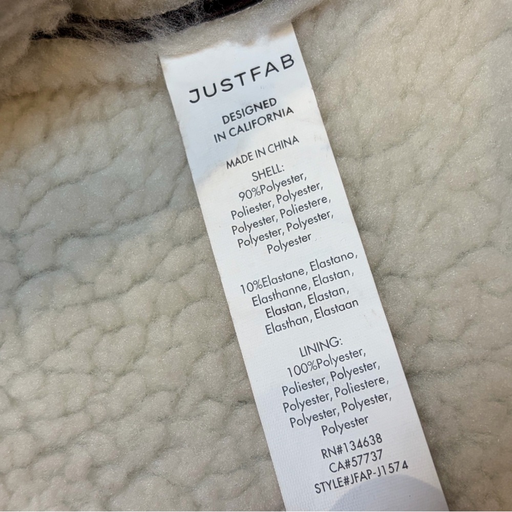 NEW JustFab Dark Brown Faux Suede Moto Sherpa Lined Aviator Jacket Size Medium - Picture 8 of 10
